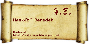 Haskó Benedek névjegykártya